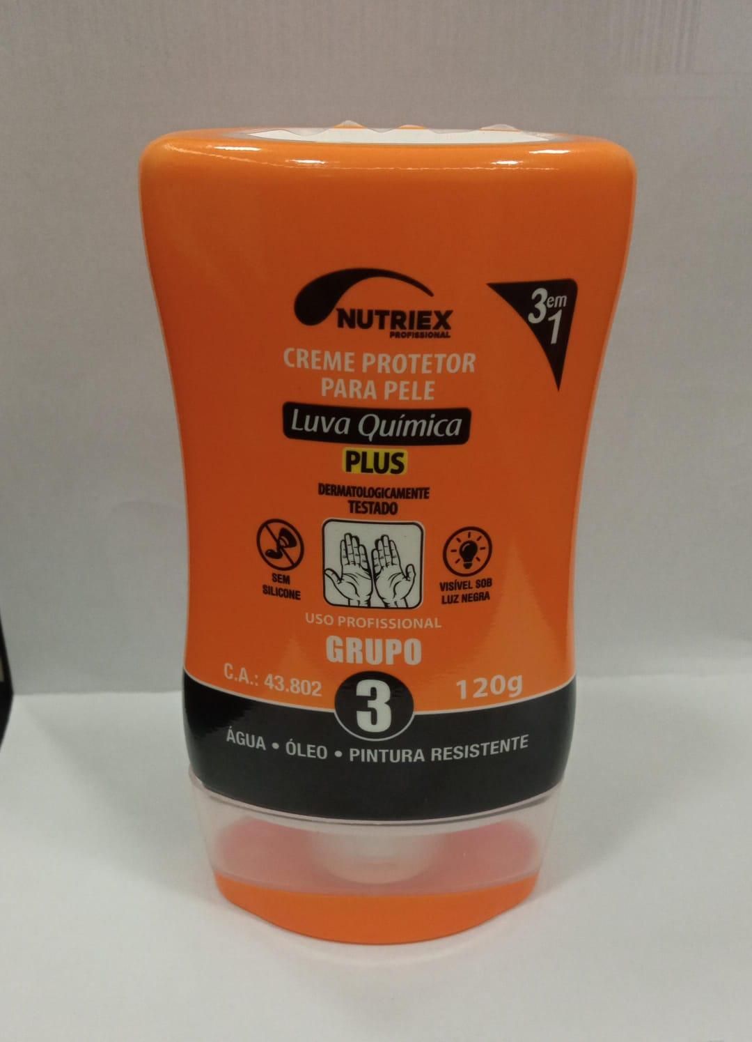 Creme Protetor Grupo 3 Luva Química 120g Nutriex Plus 3 em 1 CA 43802