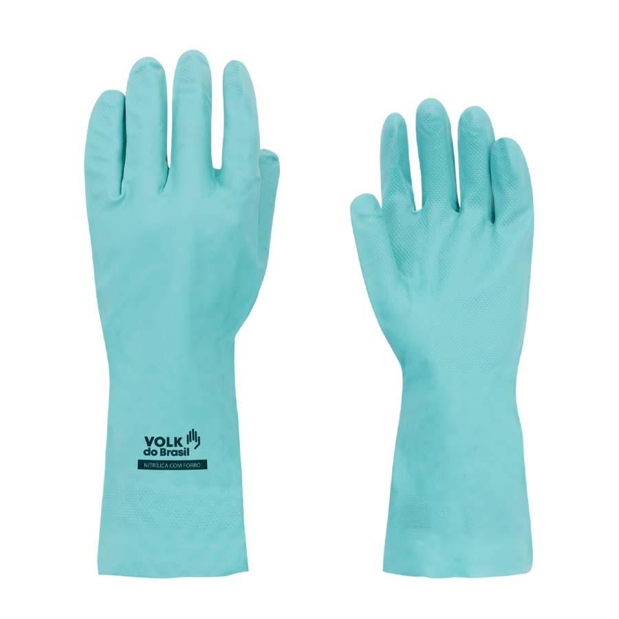 Luva de Segurança Nitrílica Verde Sem Forro Volk CA 16314