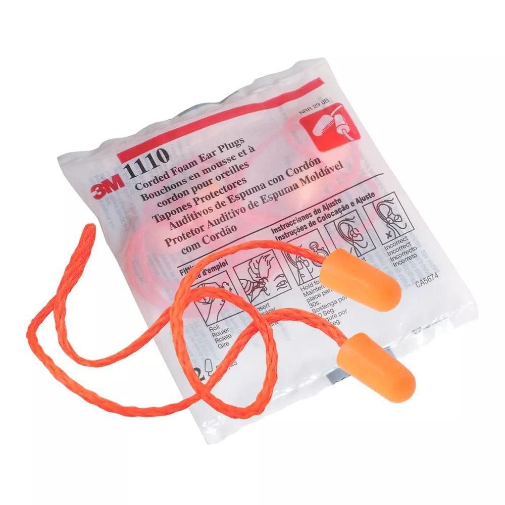 Protetor Auricular Tipo Plug Espuma Com Cordão 16db 3M 1110 CA 5674 - H0002053355
