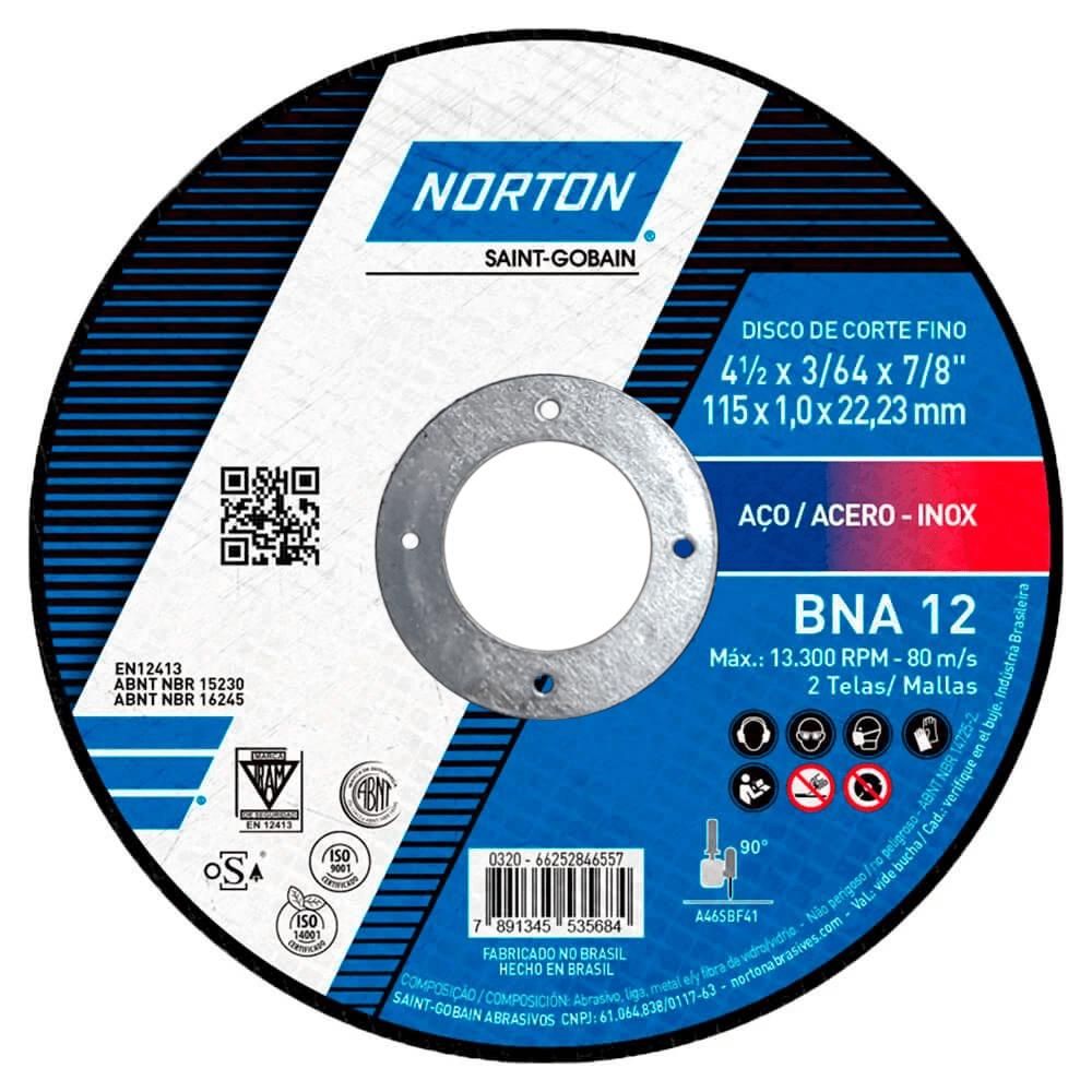 Disco de Corte Norton BNA12 4.1/2   Pol. 115 X 1,6 X 22,23mm Azul - 66252843680
