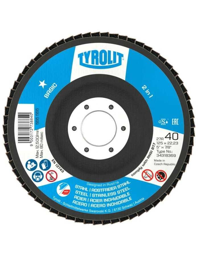 Disco Flap Tyrolit Basic Zirconado 4.1/2 Pol. 114 X 22mm Grão 120 - 34318368