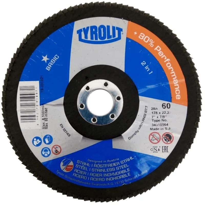 Disco Flap Tyrolit Basic 7 Pol. 178 X 22mm Grão 60 - 34318400