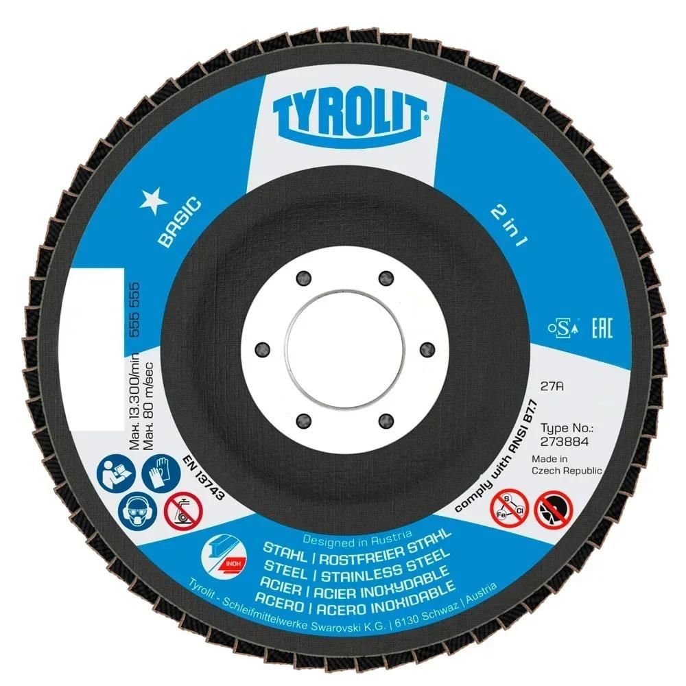 Disco Flap Tyrolit Basic 7 Pol. 178 X 22mm Grão 80 - 34318533