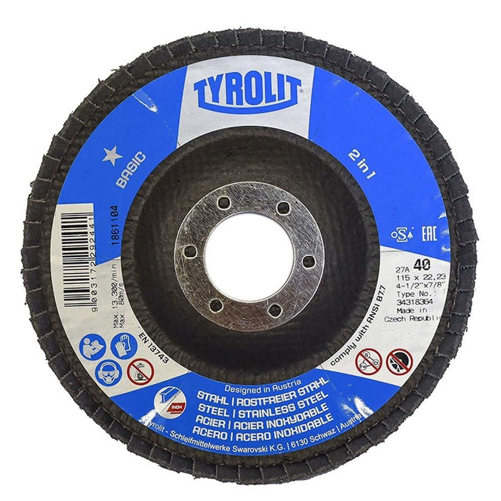 Disco Flap Tyrolit Basic 4.1/2 Pol. 114 X 22mm Grão 80 - 34580495