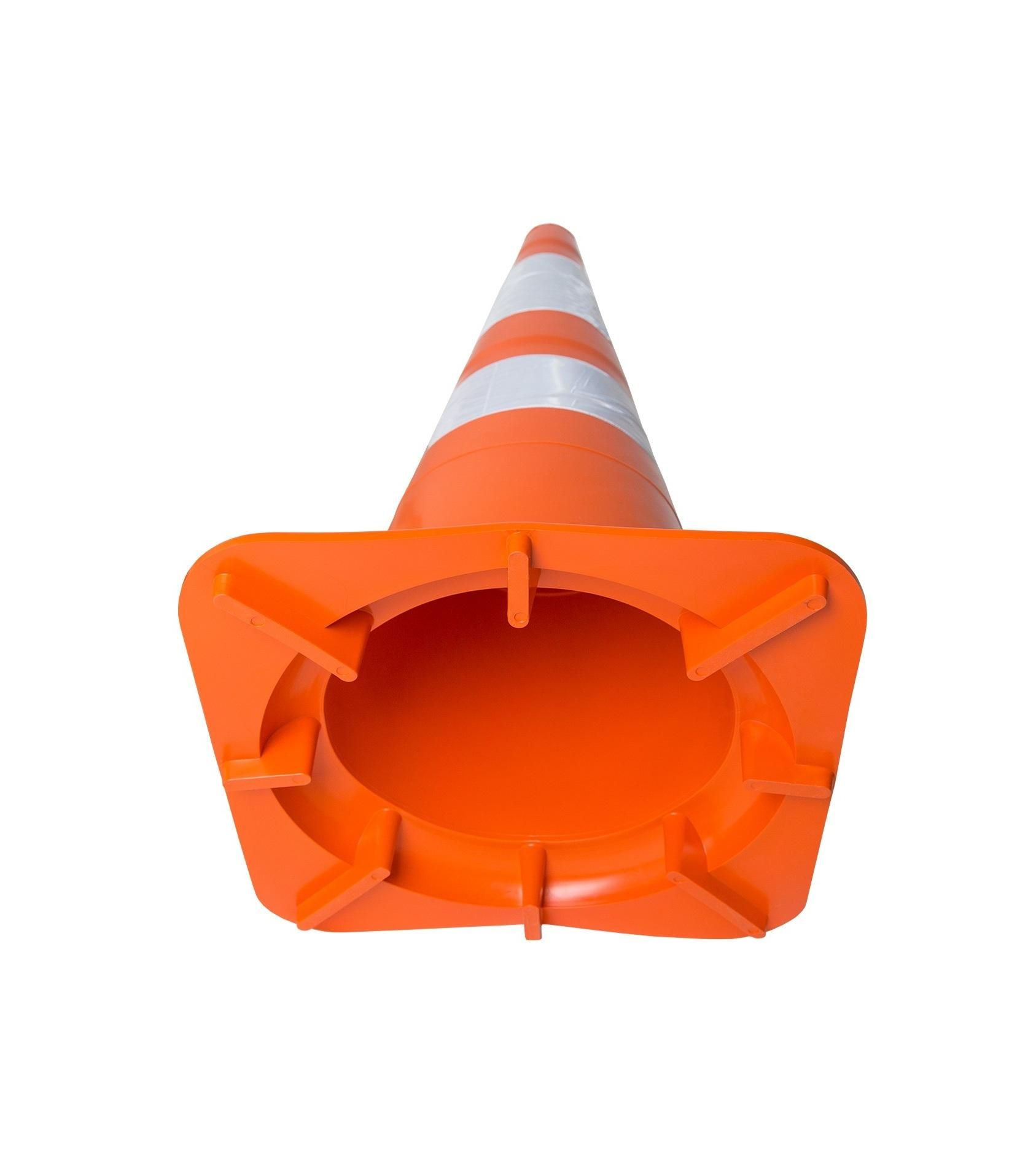 Cone Sinalização 75 Cm Flexível NBR 15071 Laranja Com Faixas Brancas Refletivas Kteli