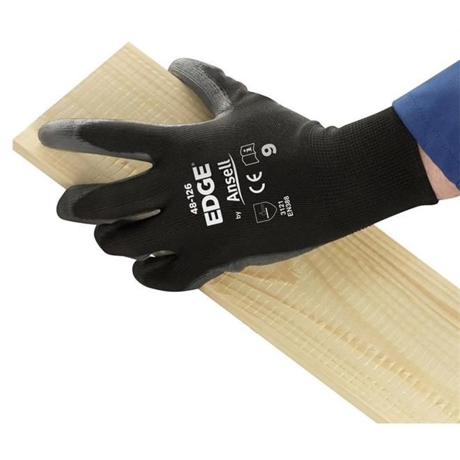 Luva Multitato com Palma PU Tátil Ansell Edge 48-126 Preta CA 31492