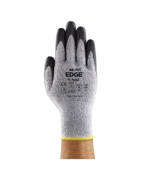 Luva de Segurança Anti-Corte Ansell Edge 48-701 Preta/Cinza CA 33859