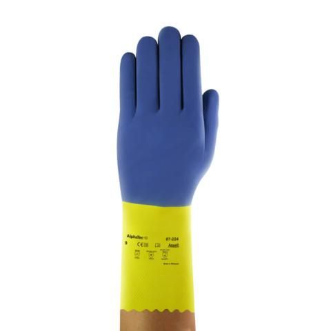Luva de Segurança Neoprene Ansell AlphaTec 87-224 Azul e Amarelo CA 12872