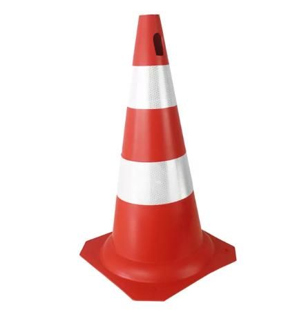Cone Sinalização 50 Cm Flexível Laranja Com Faixas Brancas Refletivas Kteli