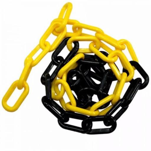 Corrente Plástica Zebrada Elo Pequeno Preto e Amarelo Kteli