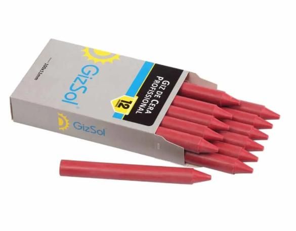 Giz de Cera Estaca Redondo Profissional Caixa com 12 unidades GIZ SOL