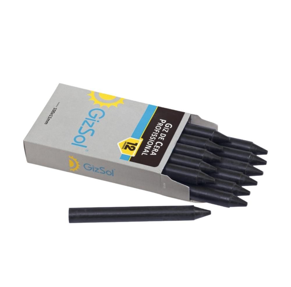 Giz de Cera Estaca Redondo Profissional Caixa com 12 unidades GIZ SOL