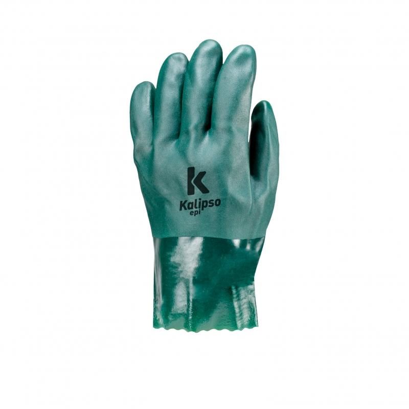 Luva de PVC Palma Áspera Forrada Verde Kalipso Tam 9.5 CA 21420