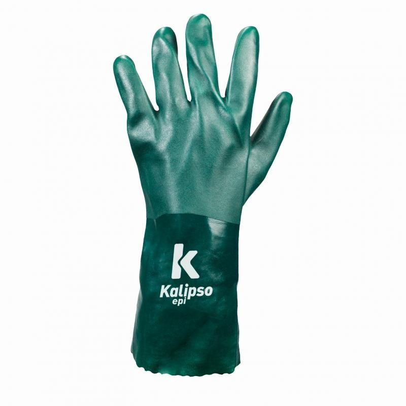 Luva de PVC Palma Áspera Forrada Verde Kalipso Tam 9.5 CA 21420