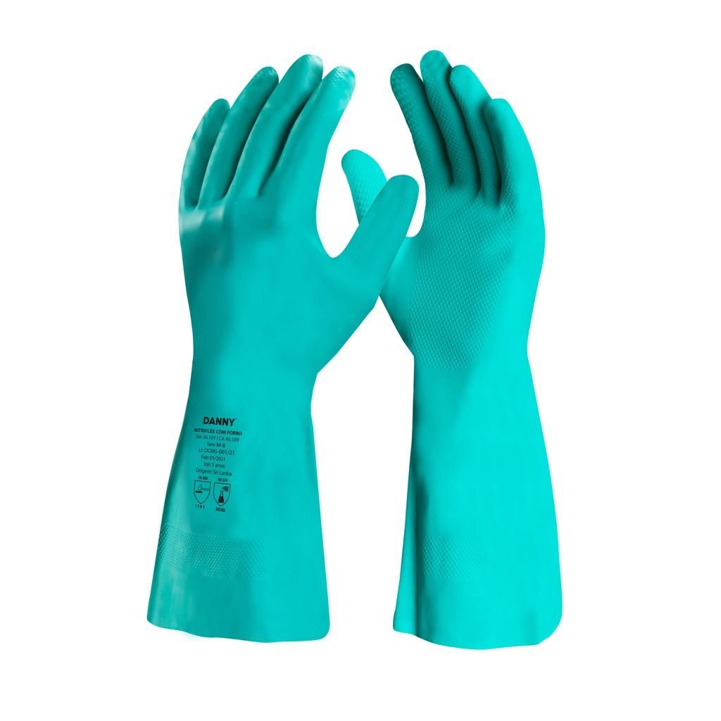Luva de Segurança Nitrílica Verde Com Forro Danny DA-36201 CA 25313