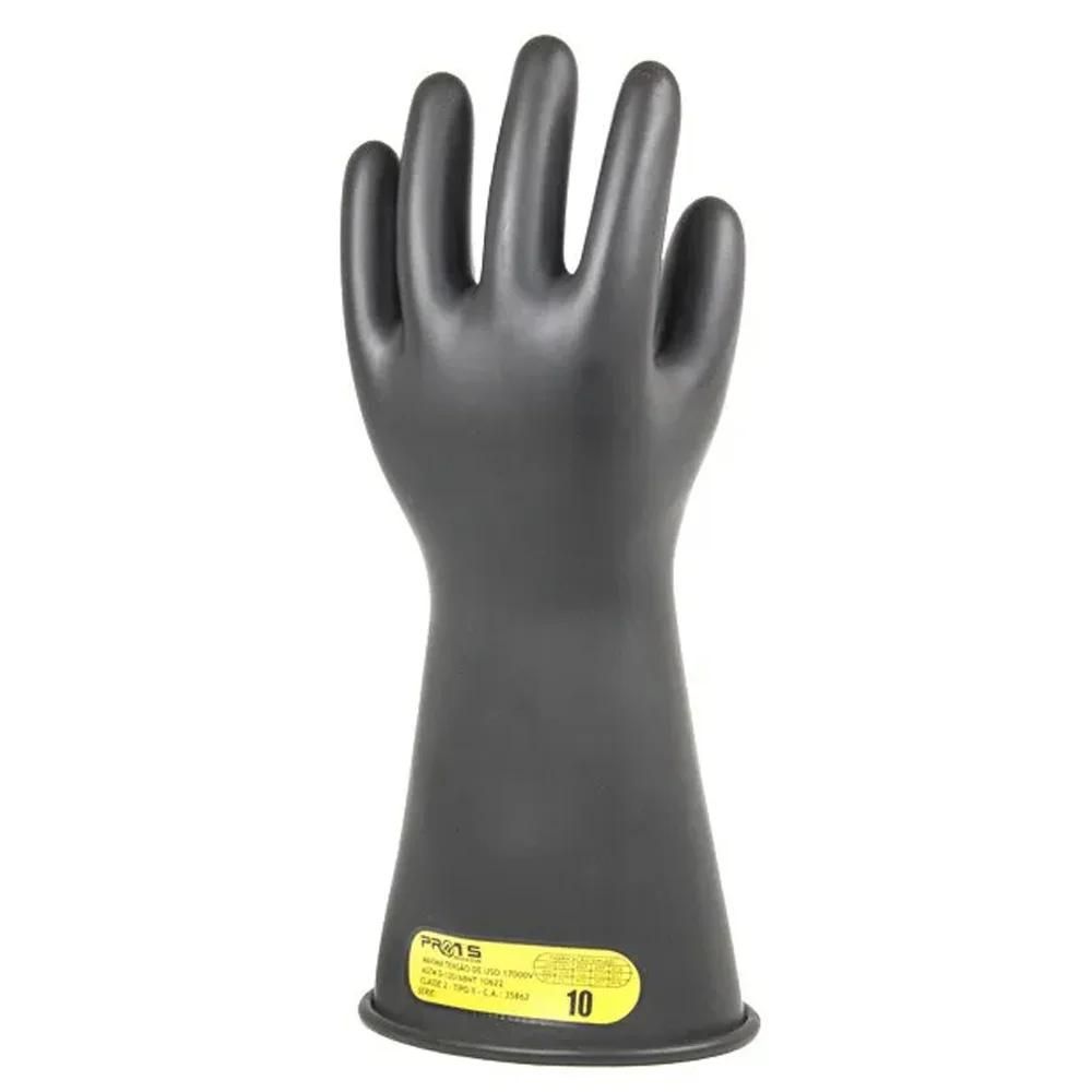 Luva Isolante de Borracha Para Eletricista Prots Classe 2 17000v 20kv Preta CA 35862